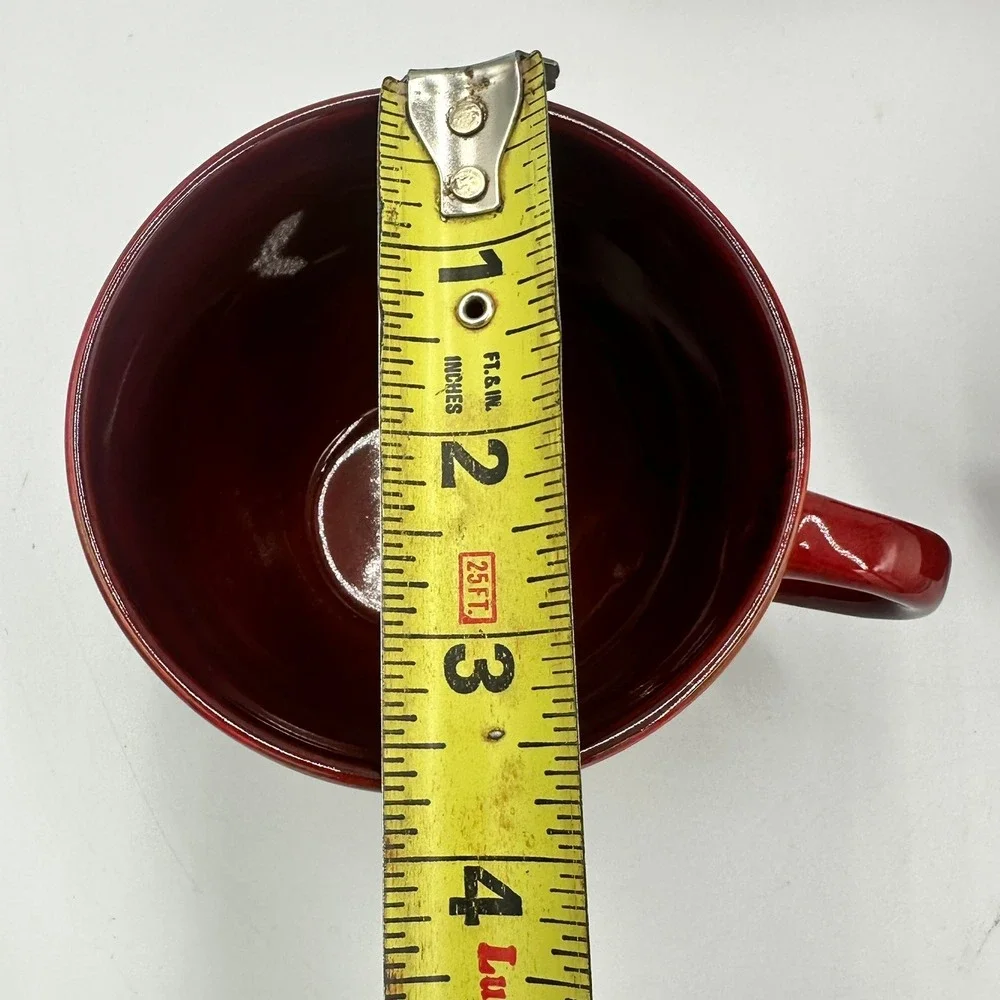 Pier 1 Coffee Mugs Set of 4 Brown‎ 12oz Glossy Stoneware Round Tea Cups Tote N